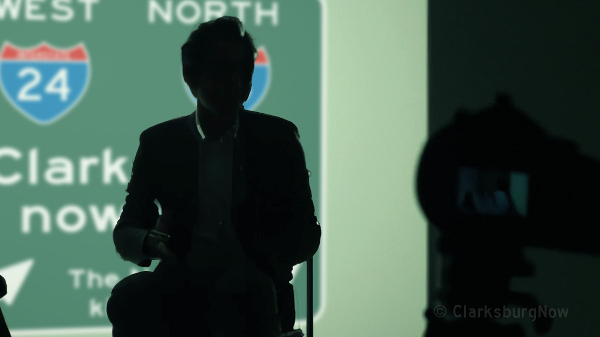 Silhouette of a man giving an interview at ClarksburgNow